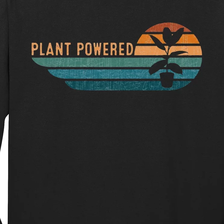 Retro Plants Graphic Vegetarian Vegan Plant Powered Long Sleeve Shirt