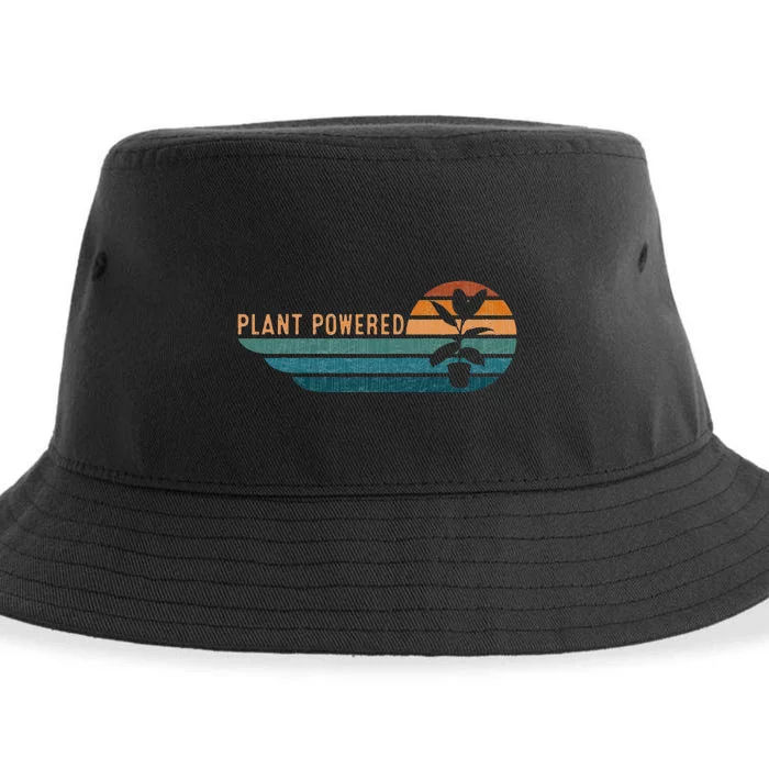 Retro Plants Graphic Vegetarian Vegan Plant Powered Sustainable Bucket Hat