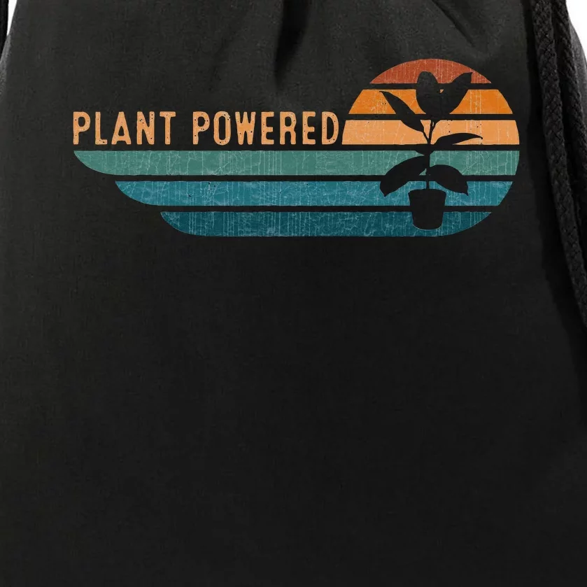 Retro Plants Graphic Vegetarian Vegan Plant Powered Drawstring Bag