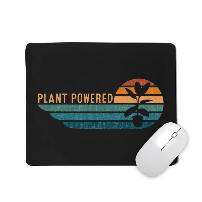 Retro Plants Graphic Vegetarian Vegan Plant Powered Mousepad