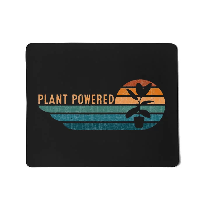 Retro Plants Graphic Vegetarian Vegan Plant Powered Mousepad