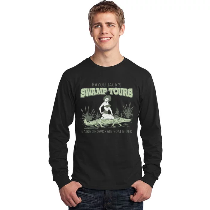 Retro Pinup Girl Louisiana Swamp Tours Vintage Alligator Tall Long Sleeve T-Shirt