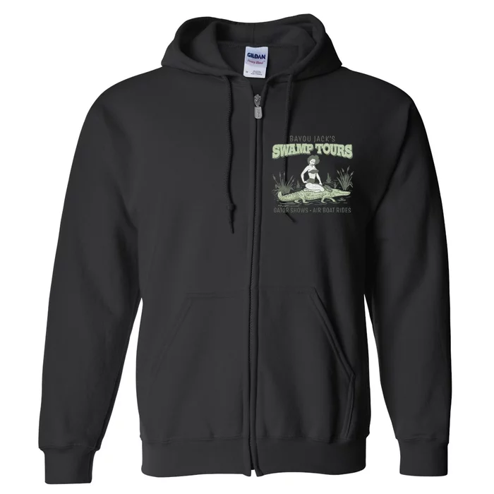 Retro Pinup Girl Louisiana Swamp Tours Vintage Alligator Full Zip Hoodie