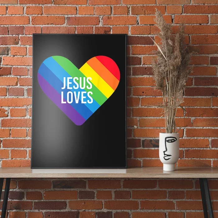 Rainbow Pride Gay Christian LGBTQ+ Jesus Loves Poster