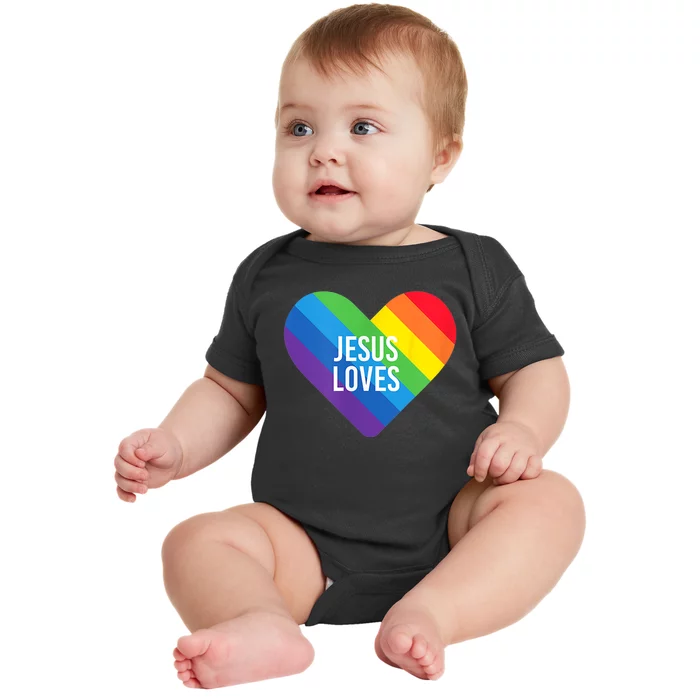 Rainbow Pride Gay Christian LGBTQ+ Jesus Loves Baby Bodysuit