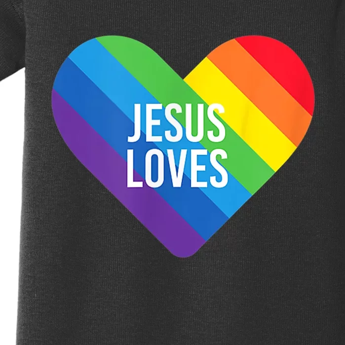 Rainbow Pride Gay Christian LGBTQ+ Jesus Loves Baby Bodysuit