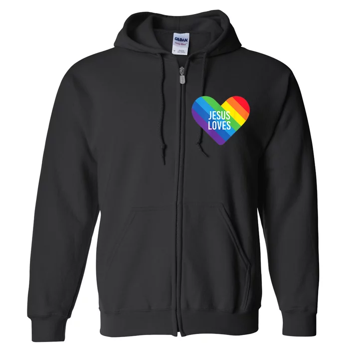 Rainbow Pride Gay Christian LGBTQ+ Jesus Loves Full Zip Hoodie