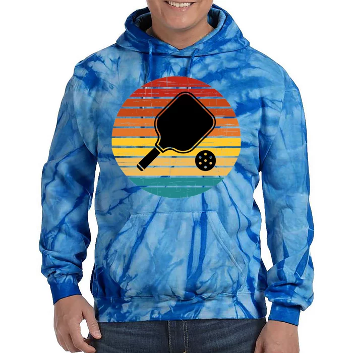 Retro Pickleball Gift Funny Pickleball Retro Sunset Cute Gift Tie Dye Hoodie