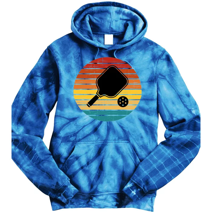 Retro Pickleball Gift Funny Pickleball Retro Sunset Cute Gift Tie Dye Hoodie