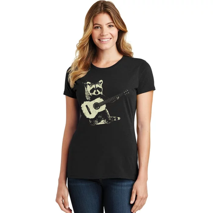 Raccoon Playing Guitar Music Women's T-Shirt