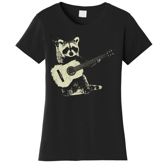 Raccoon Playing Guitar Music Women's T-Shirt