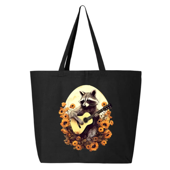 Raccoon Playing Guitar Floral Cottagecore Men Women 25L Jumbo Tote