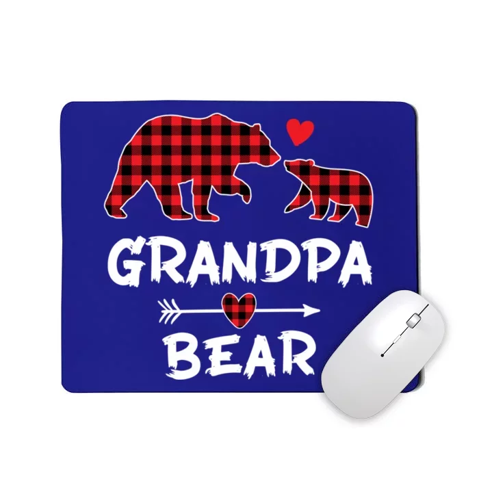 Red Plaid Grandpa Bear Xmas Funny Family Christmas Pajamas Funny Gift Mousepad