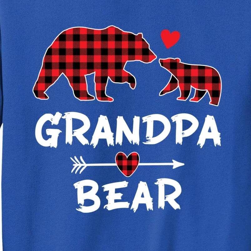 Red Plaid Grandpa Bear Xmas Funny Family Christmas Pajamas Funny Gift Tall Sweatshirt