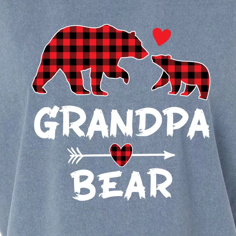 Red Plaid Grandpa Bear Xmas Funny Family Christmas Pajamas Funny Gift Garment-Dyed Women's Muscle Tee