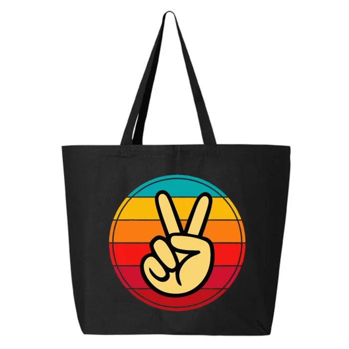 Retro Peace Hand Vintage 60S 70S Hippie Gift 25L Jumbo Tote