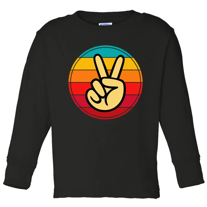 Retro Peace Hand Vintage 60S 70S Hippie Gift Toddler Long Sleeve Shirt