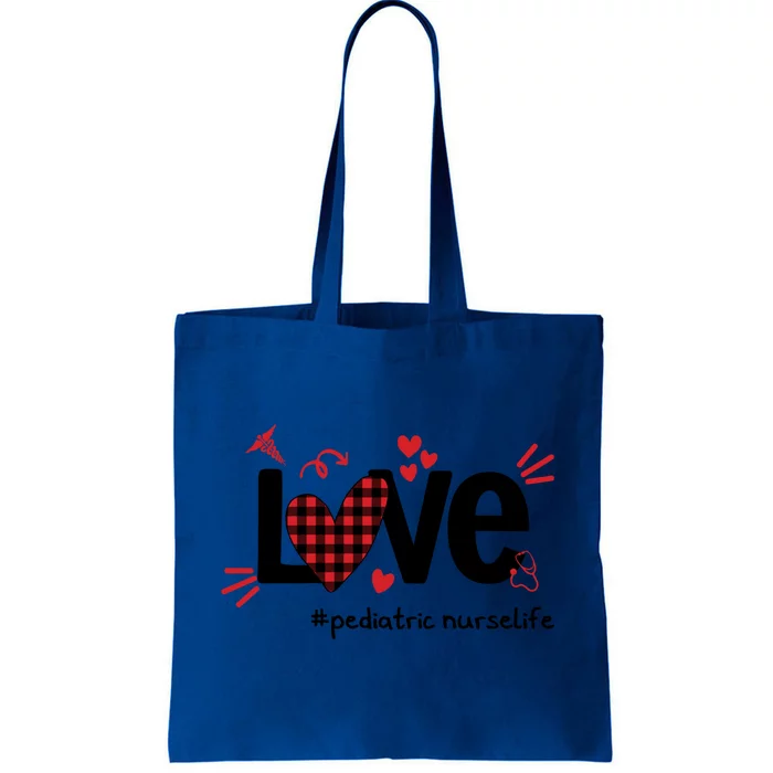 Red Plaid Hearts Love Pediatric Nurse Life Valentine's Day Meaningful Gift Tote Bag