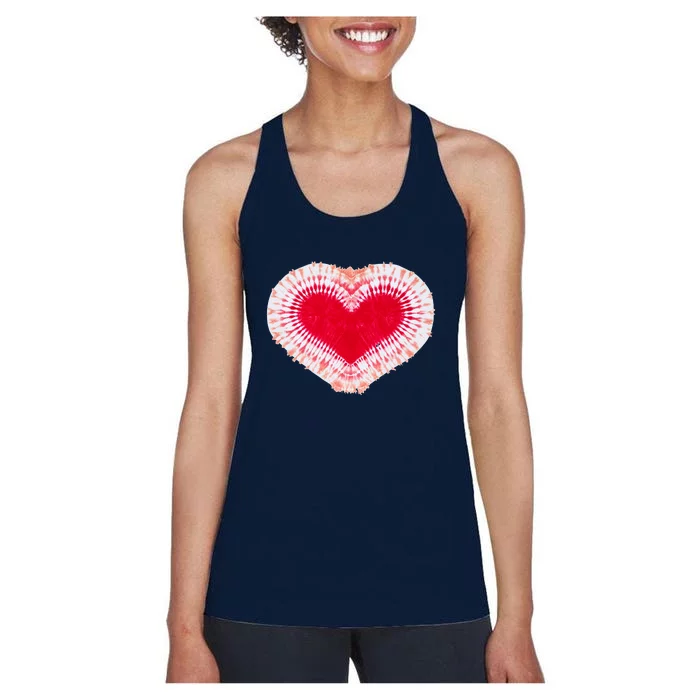 Red & Pink Heart Tie Dye Valentines Day Women's Racerback Tank