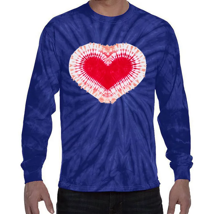 Red & Pink Heart Tie Dye Valentines Day Tie-Dye Long Sleeve Shirt