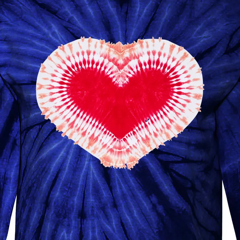 Red & Pink Heart Tie Dye Valentines Day Tie-Dye Long Sleeve Shirt