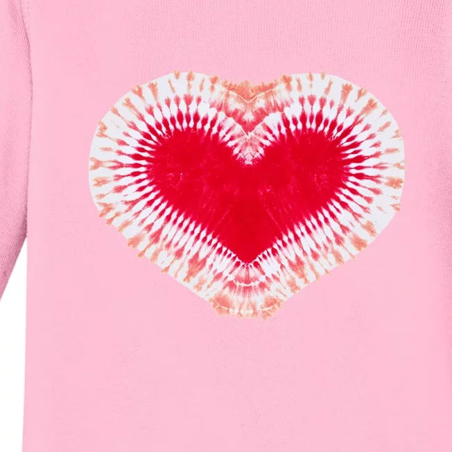 Red & Pink Heart Tie Dye Valentines Day Baby Long Sleeve Bodysuit