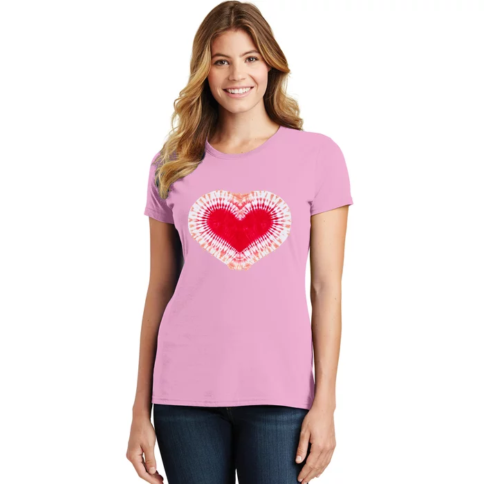 Red & Pink Heart Tie Dye Valentines Day Women's T-Shirt