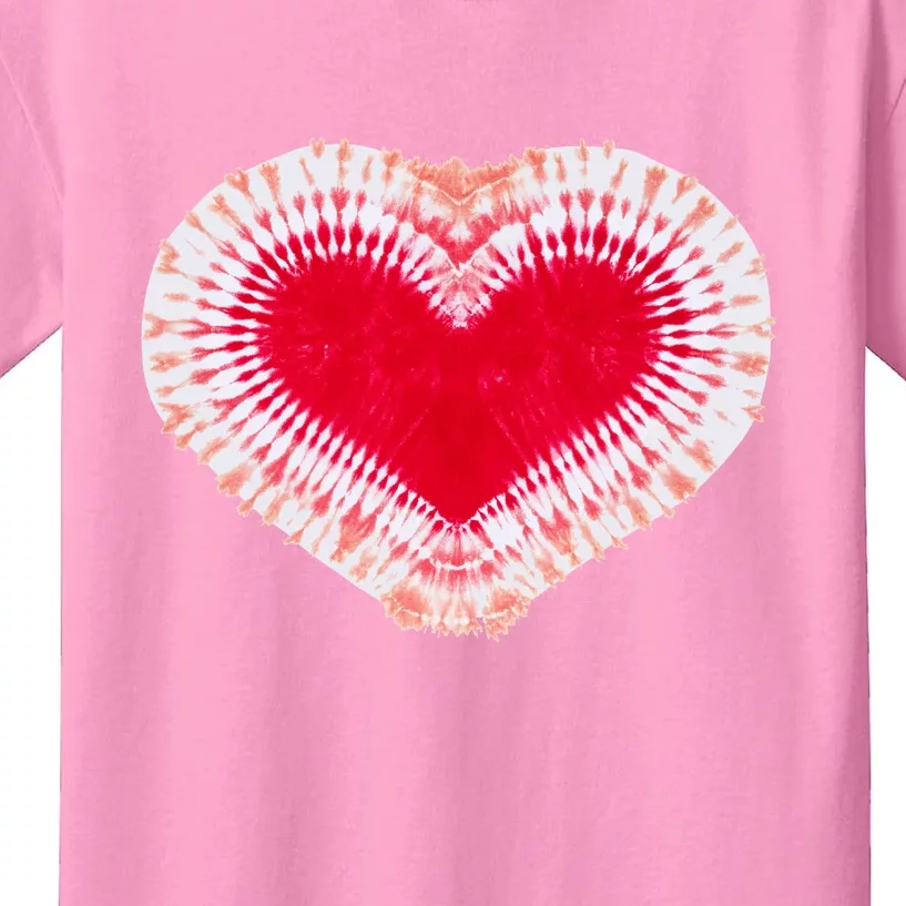 Red & Pink Heart Tie Dye Valentines Day Kids T-Shirt