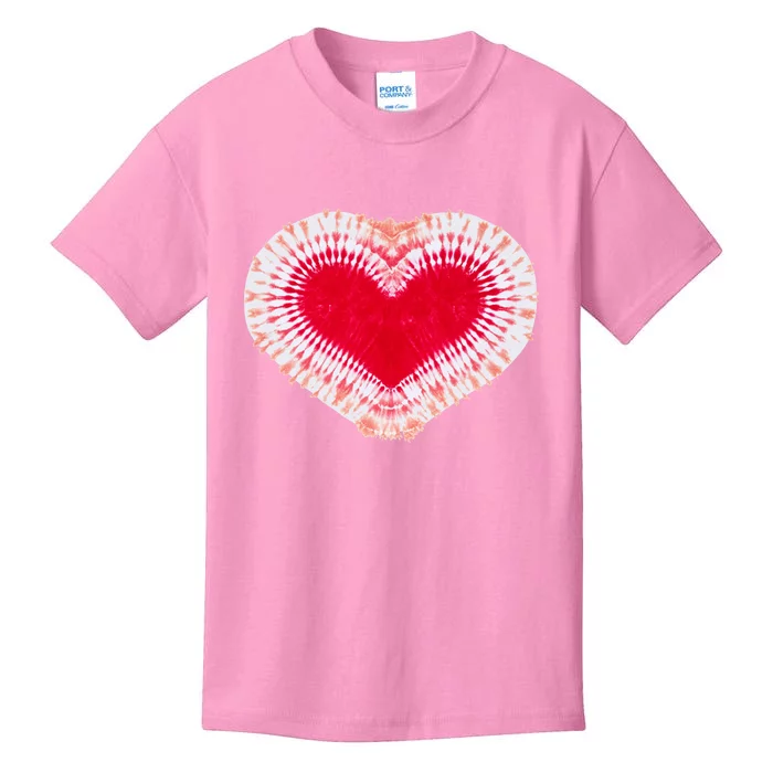 Red & Pink Heart Tie Dye Valentines Day Kids T-Shirt