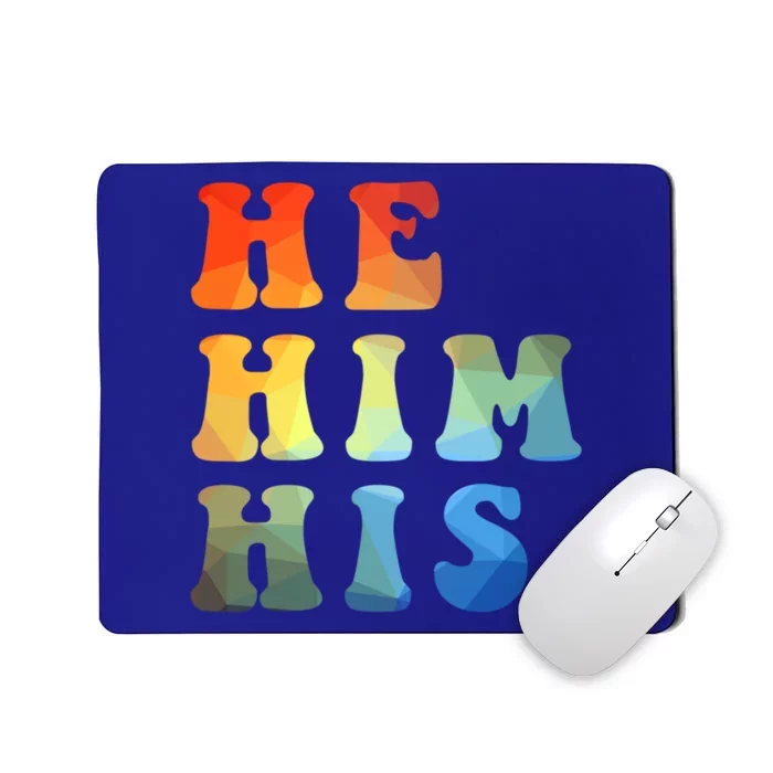 Rainbow Pronouns He Him His Straight Against Hate Retro Gift Mousepad