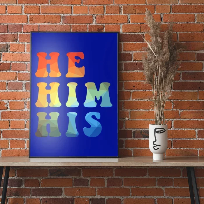 Rainbow Pronouns He Him His Straight Against Hate Retro Gift Poster