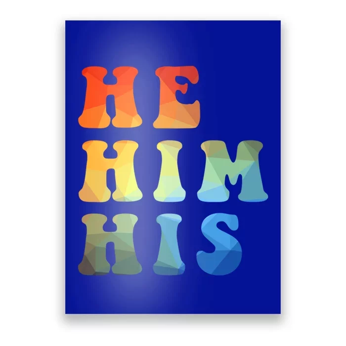 Rainbow Pronouns He Him His Straight Against Hate Retro Gift Poster