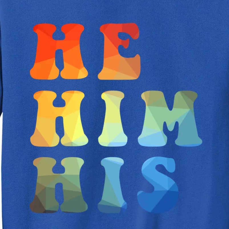 Rainbow Pronouns He Him His Straight Against Hate Retro Gift Tall Sweatshirt