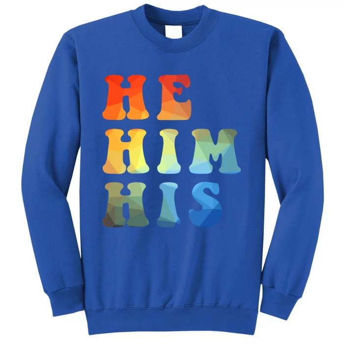 Rainbow Pronouns He Him His Straight Against Hate Retro Gift Tall Sweatshirt