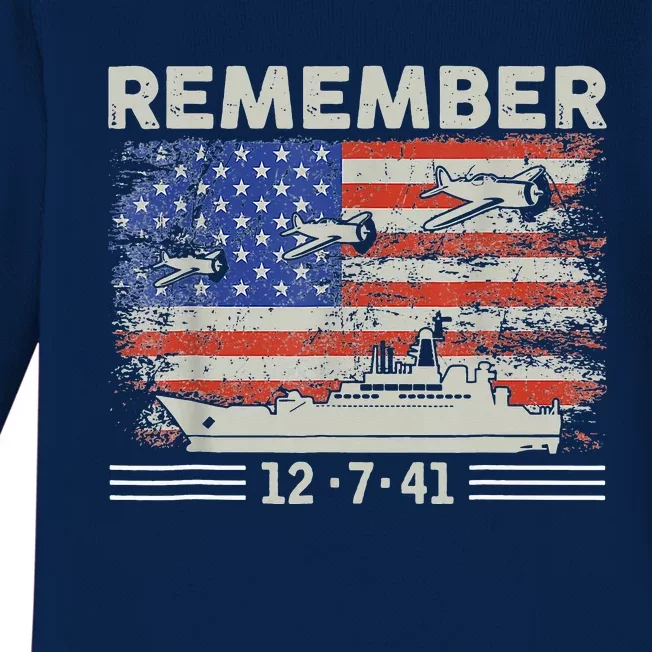 Remember Pearl Harbor Memorial Day Baby Long Sleeve Bodysuit