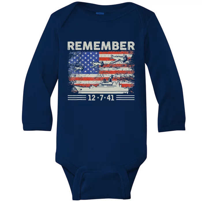 Remember Pearl Harbor Memorial Day Baby Long Sleeve Bodysuit