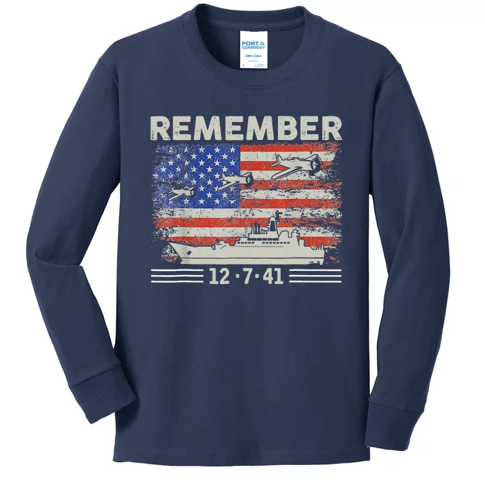 Remember Pearl Harbor Memorial Day Kids Long Sleeve Shirt