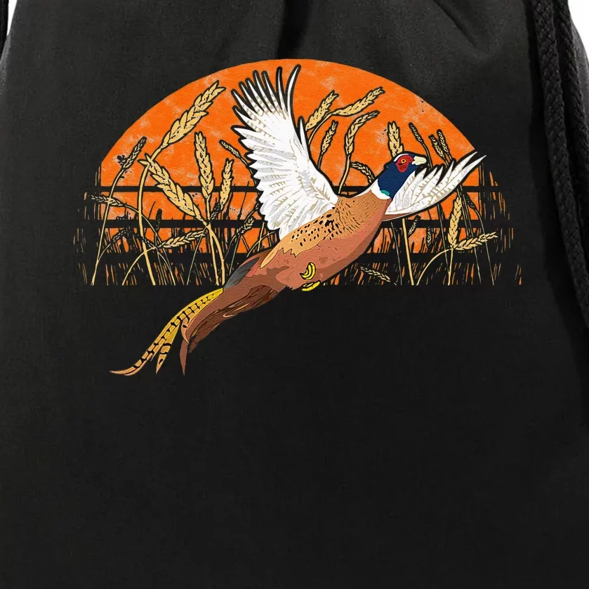 Ringneck Pheasant Hunting Upland Bird Hunter Grain Field Drawstring Bag