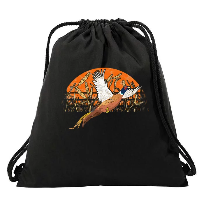 Ringneck Pheasant Hunting Upland Bird Hunter Grain Field Drawstring Bag