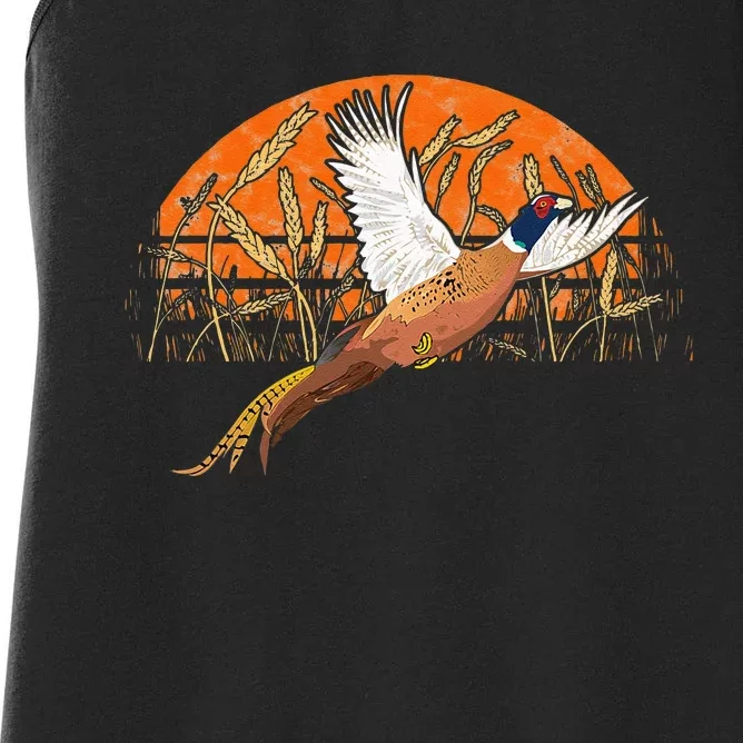 Ringneck Pheasant Hunting Upland Bird Hunter Grain Field Women's Racerback Tank