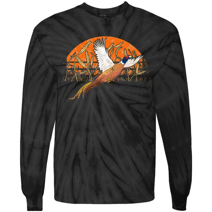 Ringneck Pheasant Hunting Upland Bird Hunter Grain Field Tie-Dye Long Sleeve Shirt