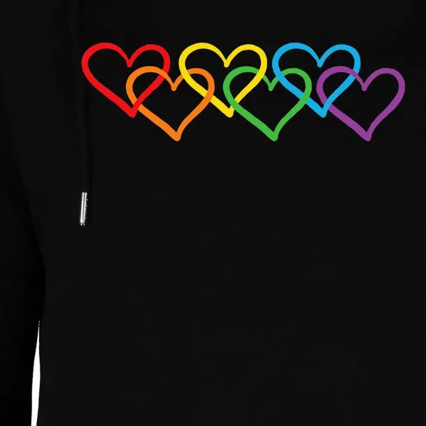 Rainbow Pride Heart Lgbtqia Womens Funnel Neck Pullover Hood