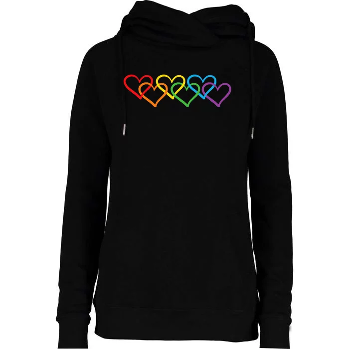 Rainbow Pride Heart Lgbtqia Womens Funnel Neck Pullover Hood