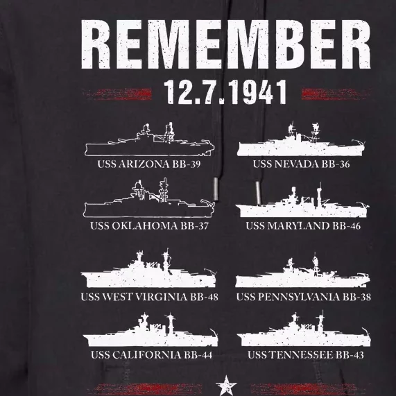 Remember Pearl Harbor Memorial Day December 7th 1941 Wwii Premium Hoodie