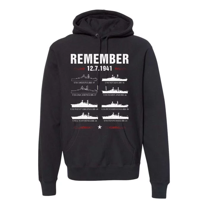 Remember Pearl Harbor Memorial Day December 7th 1941 Wwii Premium Hoodie