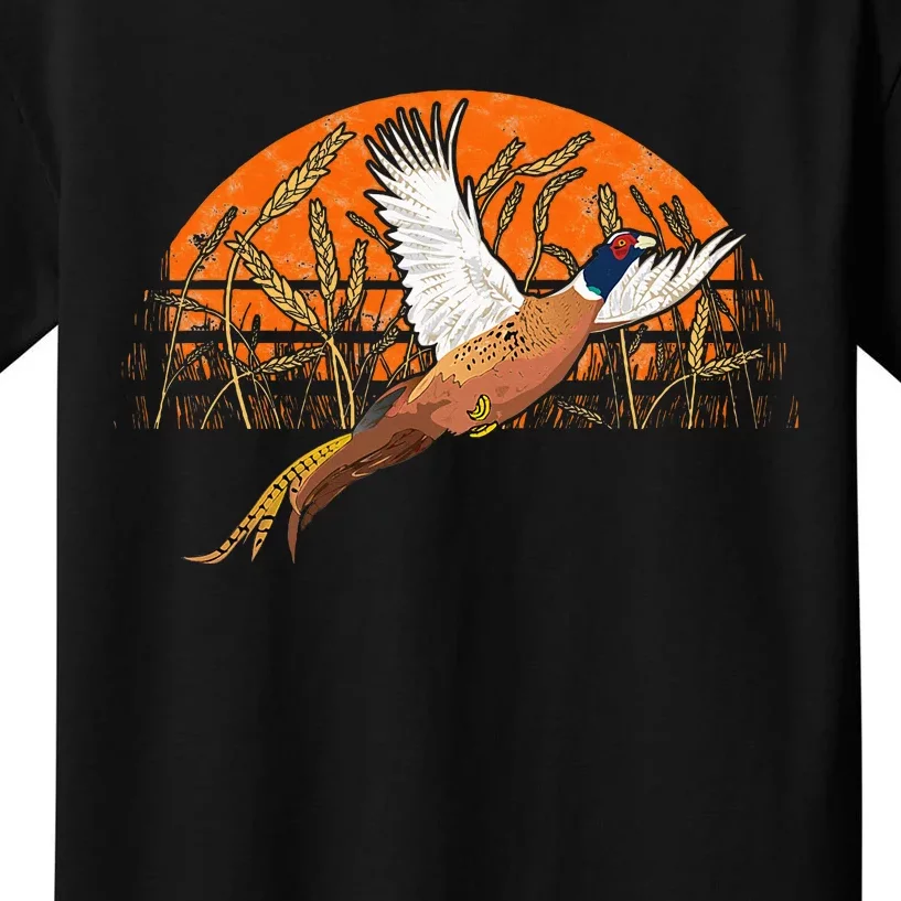 Ringneck Pheasant Hunting Upland Bird Hunter Grain Field Kids T-Shirt