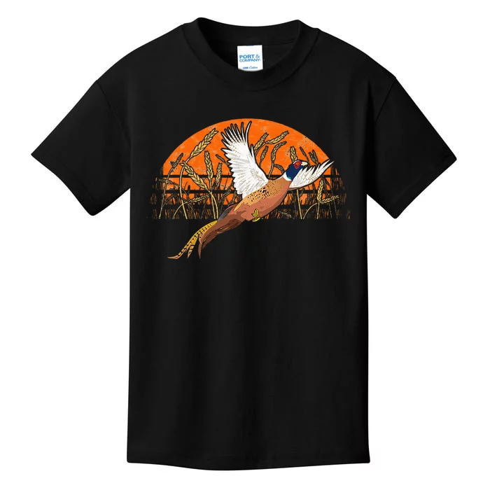 Ringneck Pheasant Hunting Upland Bird Hunter Grain Field Kids T-Shirt