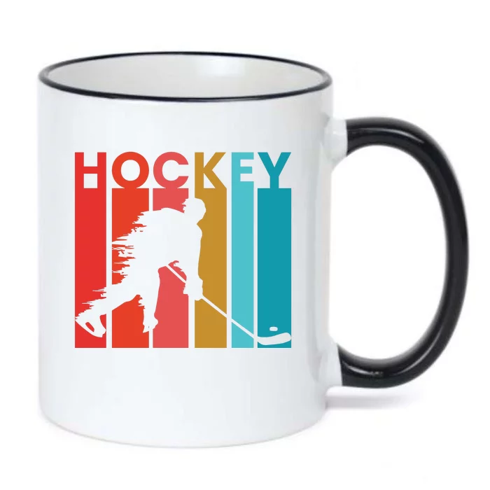 Retro Poster Hockey Lovers Black Color Changing Mug