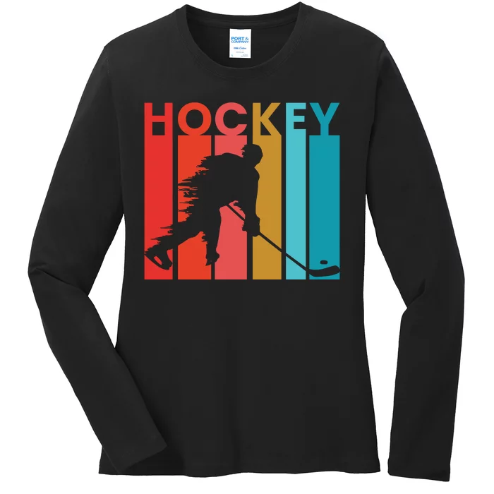 Retro Poster Hockey Lovers Ladies Long Sleeve Shirt