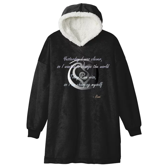 Rumi Poet Inspiring Quote Full Of Wisdom And Mysticism Hooded Wearable Blanket